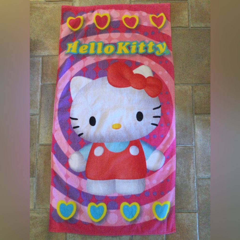 Vintage HELLO KITTY 2002 Beach Towel 52" X 26"